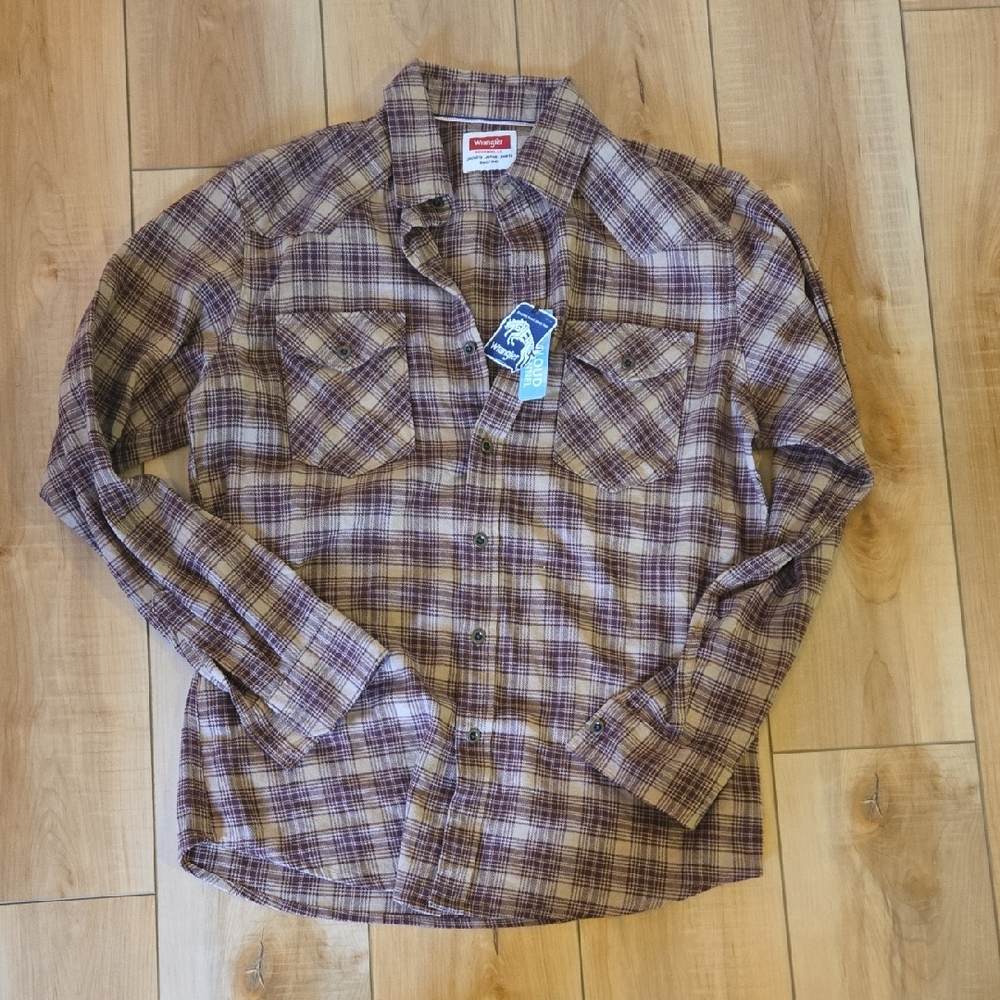 Wrangler Brown Plaid Long Sleeve Shirt